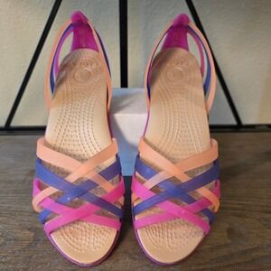 Crocs Women's Strappy Sandals Size 8 Pink Purple Orange Huarache